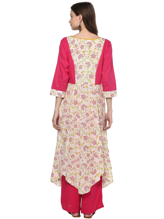 Pannkh Women's Floral Khadi Print Anarkali Kurta