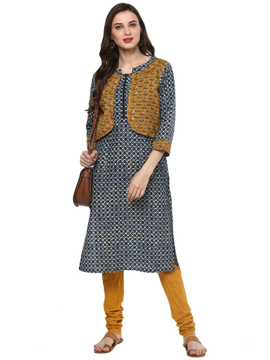 Indigo Tagai Print Koti Kurta