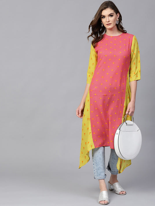 Pannkh Womens Quirky Dipped Kurta