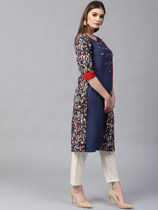 Pannkh Women's Bohemian Embroidered Kurta