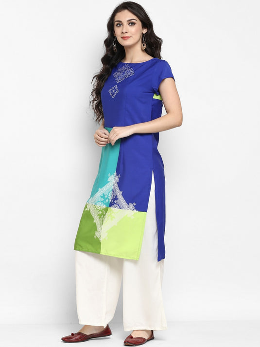 Pannkh Women's Multi Hand Block Printed Kurta