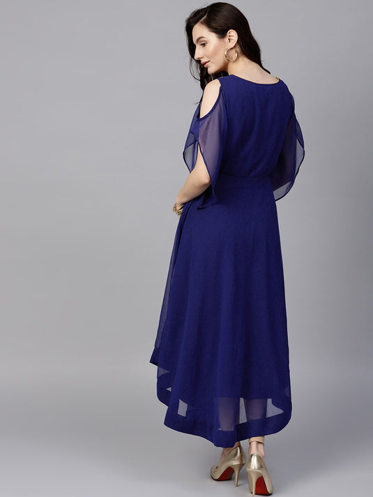 Blue Embroidered Sheer Asymmetric Kurta (Copy)