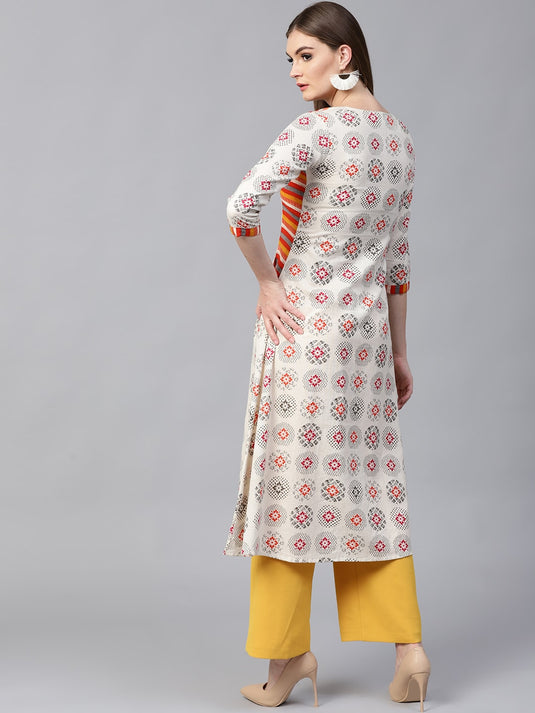 Chic Print Side Pocket Kurta