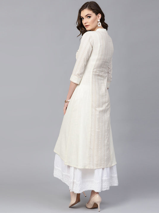 Off-White Khadi Print Kurta