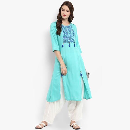 Pannkh Women's Embroidered Yoke Kurta