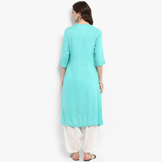 Pannkh Women's Embroidered Yoke Kurta