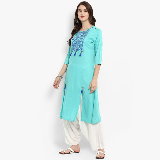 Pannkh Women's Embroidered Yoke Kurta