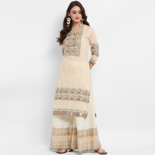 Pannkh Women's Round Neck Block Printed Kurta