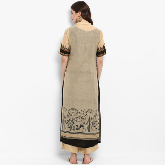 Pannkh Women's Block Printed Layered Kurta