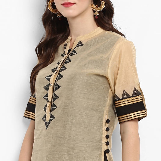 Pannkh Women's Block Printed Layered Kurta