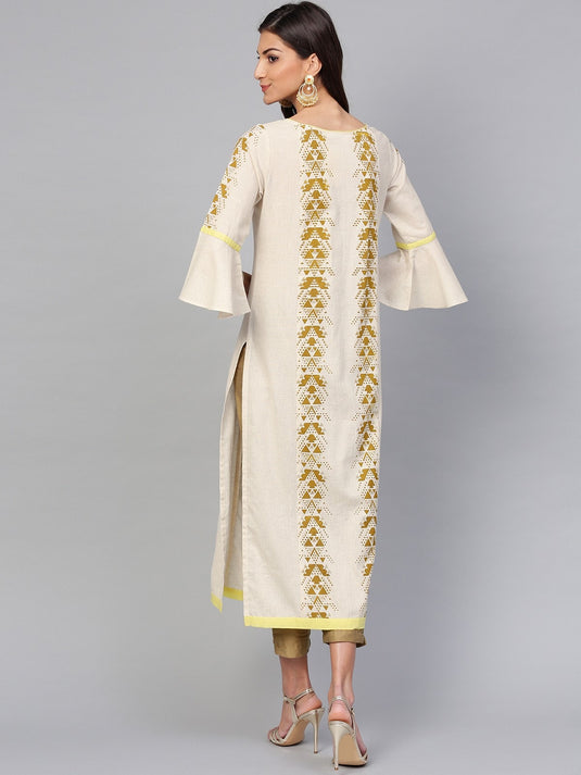 Printed Kurta With Bell Sleeves