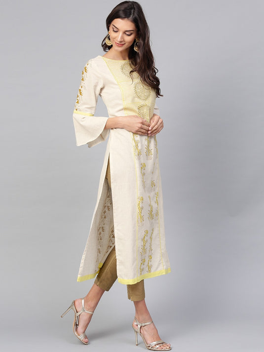 Printed Kurta With Bell Sleeves