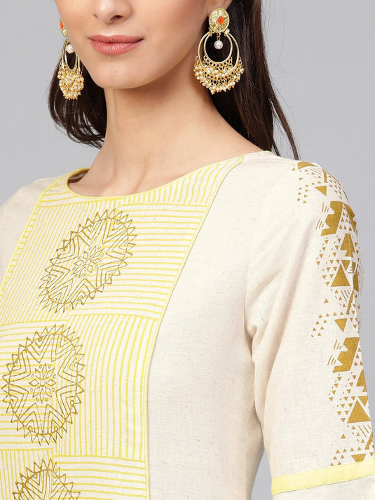 Printed Kurta With Bell Sleeves