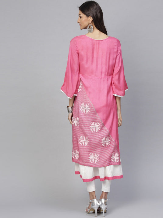 Lotus Inspired Double Layer Printed Kurta