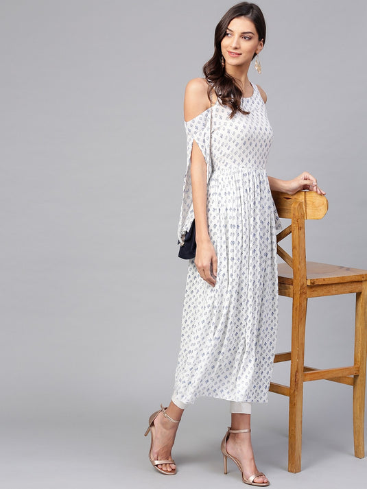 Printed Cold-Shoulder Assorted Kurta