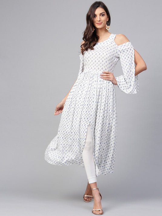 Printed Cold-Shoulder Assorted Kurta