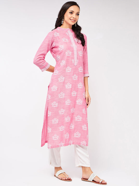 Lotus Printed Chambray Kurta