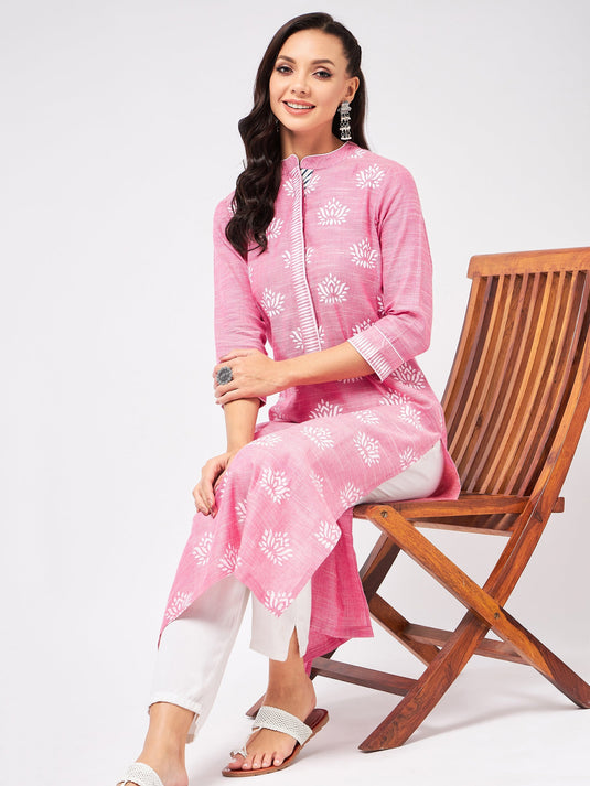 Lotus Printed Chambray Kurta