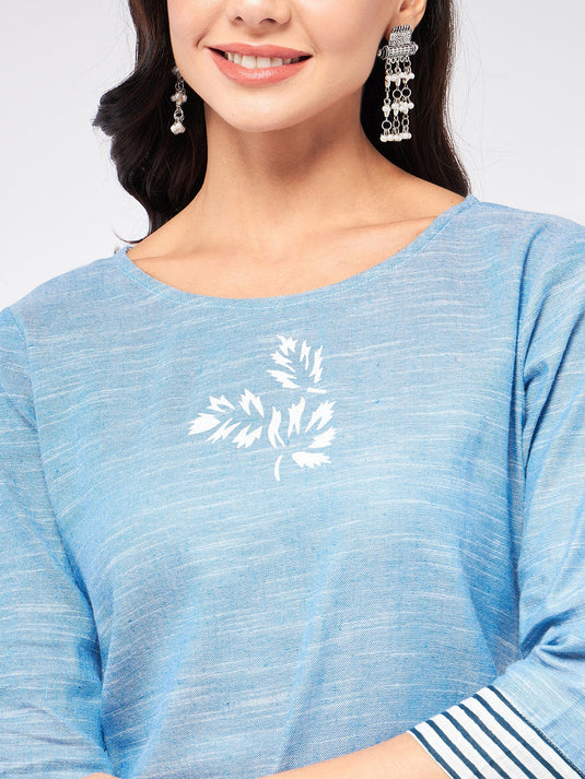 Madhubani Block Printed Chambray Kurta