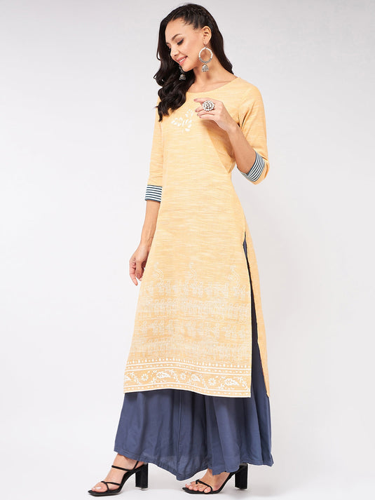 Madhubani Block Printed Chambray Kurta