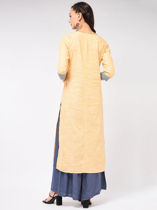 Madhubani Block Printed Chambray Kurta