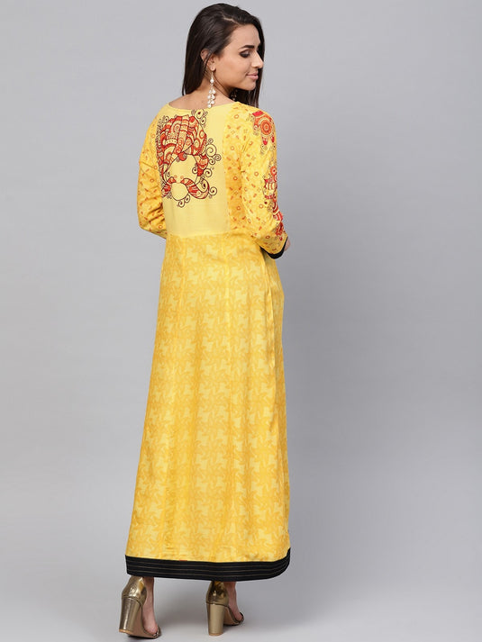 Tribal Print Placement Kalidaar Kurta