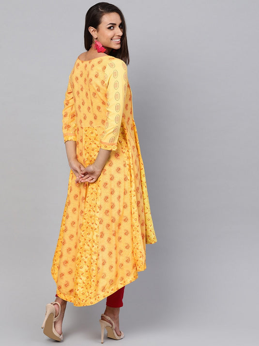 Tribal Print Yoke Kalidaar  Kurta