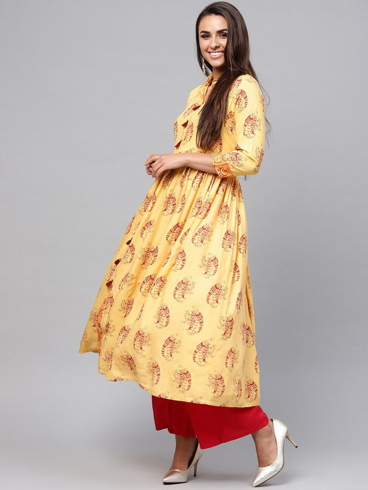 Tribal Print Flared Tassel  Kurta