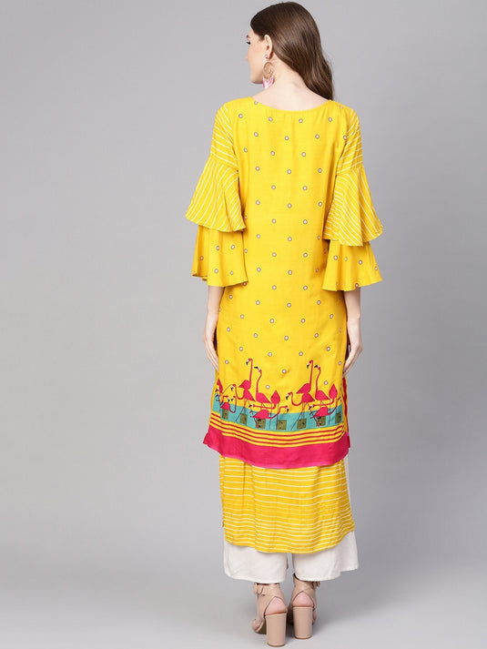 Embroidered Flamingo Kurta