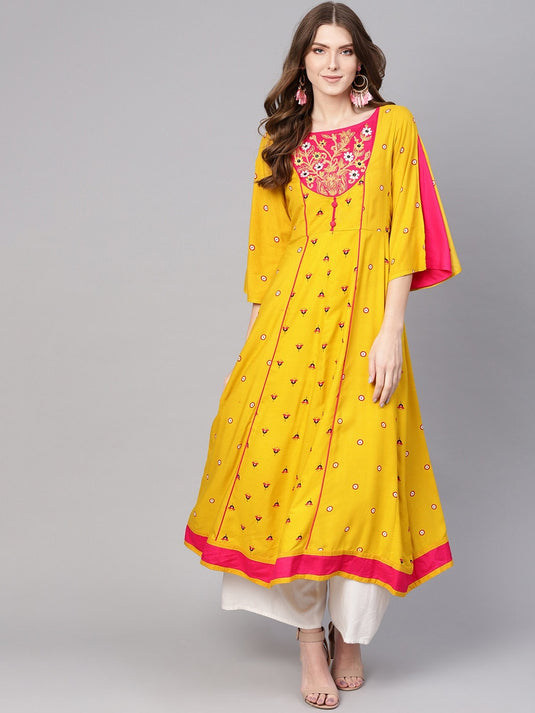 Side Dori Flamingo Printed Kurta