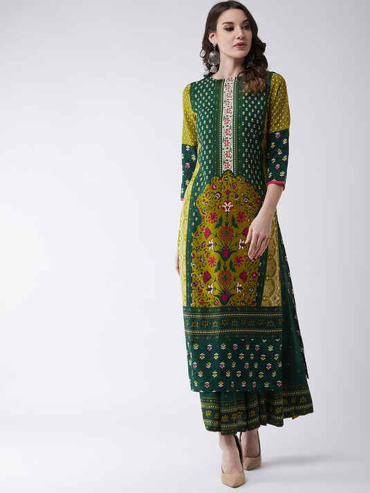 Mughal Straight Kurta With Crew Neck