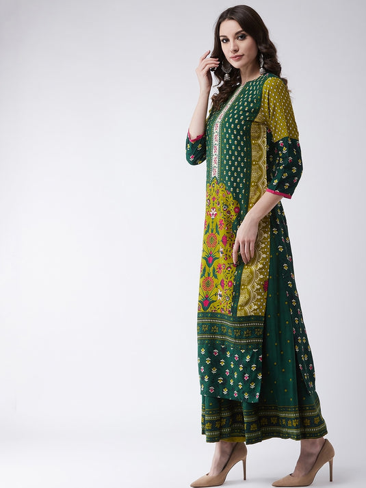 Mughal Straight Kurta With Crew Neck