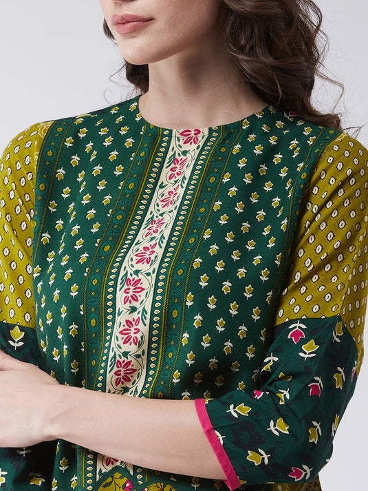 Mughal Straight Kurta With Crew Neck