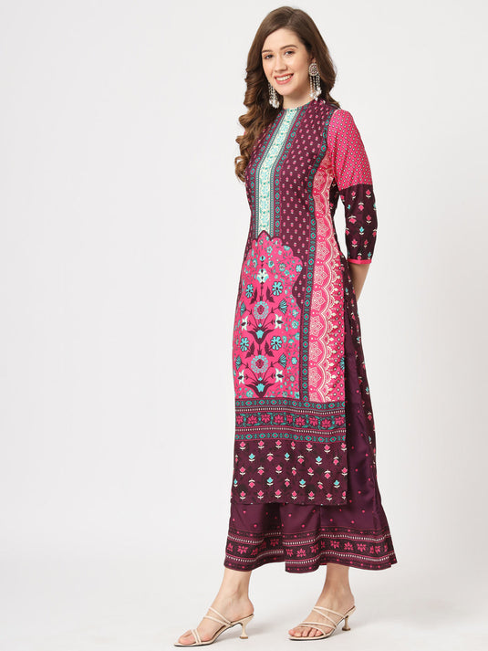 Mughal Straight Kurta With Crew Neck