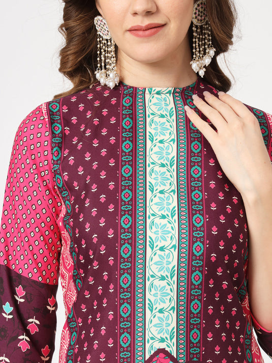 Mughal Straight Kurta With Crew Neck