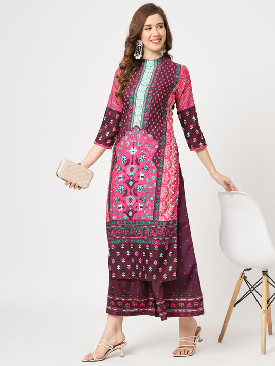 Mughal Straight Kurta With Crew Neck