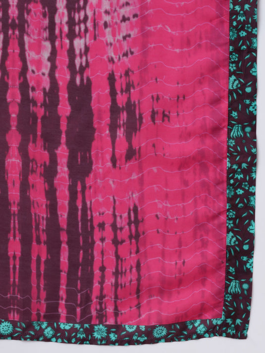 Mughal Flared Kurta With Tie-Dye Dupatta