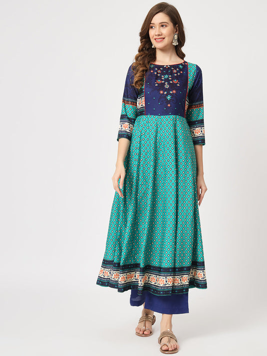 Mughal Printed Flared Kurta