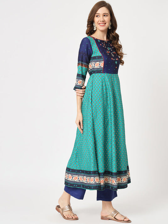 Mughal Printed Flared Kurta