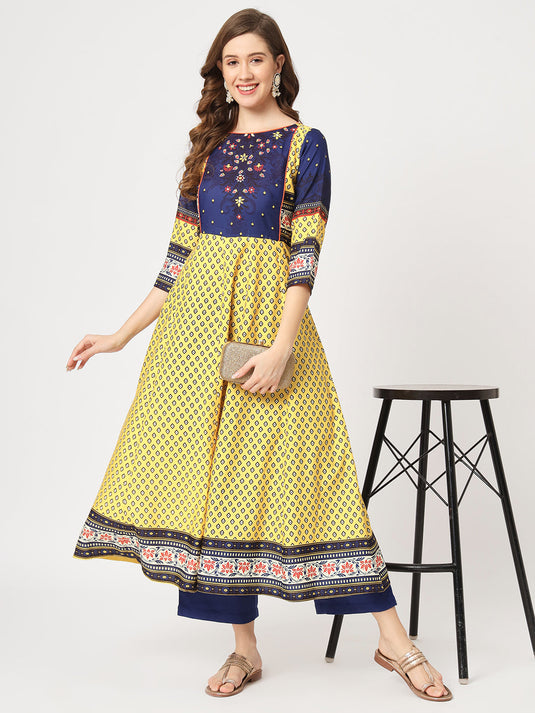 Mughal Printed Flared Kurta