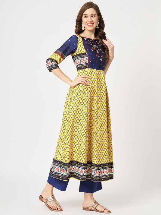 Mughal Printed Flared Kurta