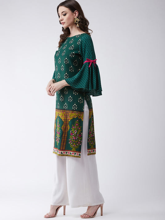 Mughal Printed Bell Sleeves Kurta