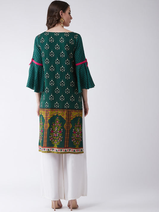 Mughal Printed Bell Sleeves Kurta