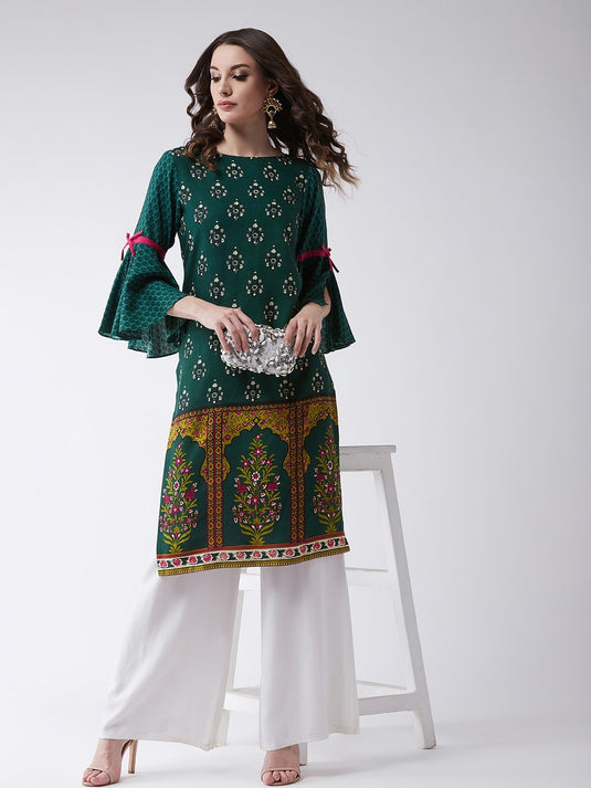 Mughal Printed Bell Sleeves Kurta