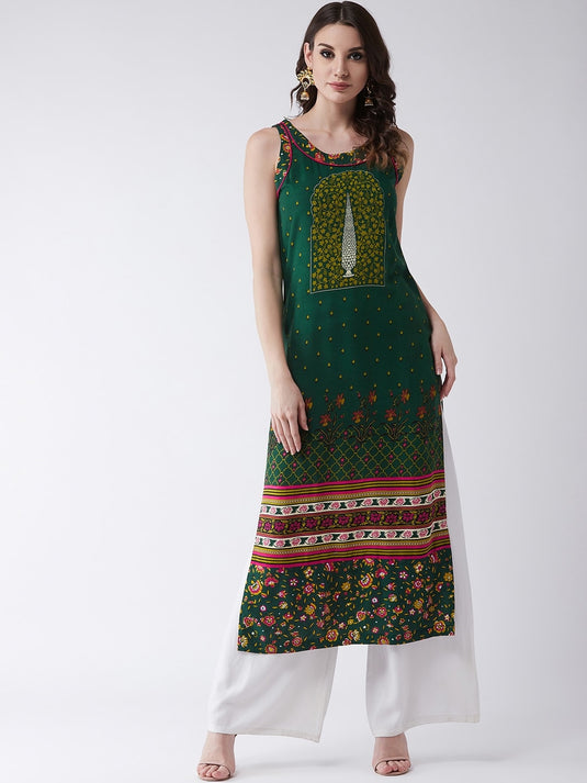 Mughal Printed Sleeveless Kurta