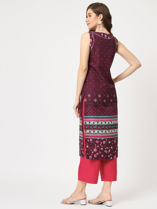 Mughal Printed Sleeveless Kurta