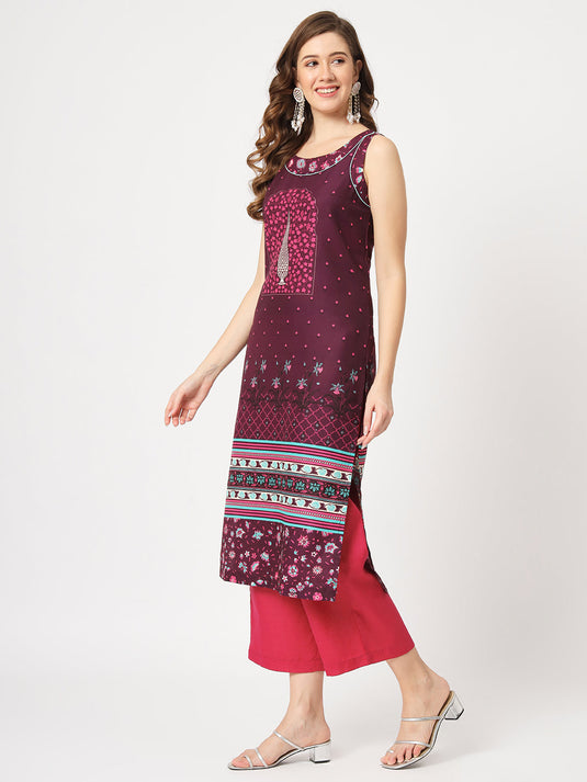 Mughal Printed Sleeveless Kurta