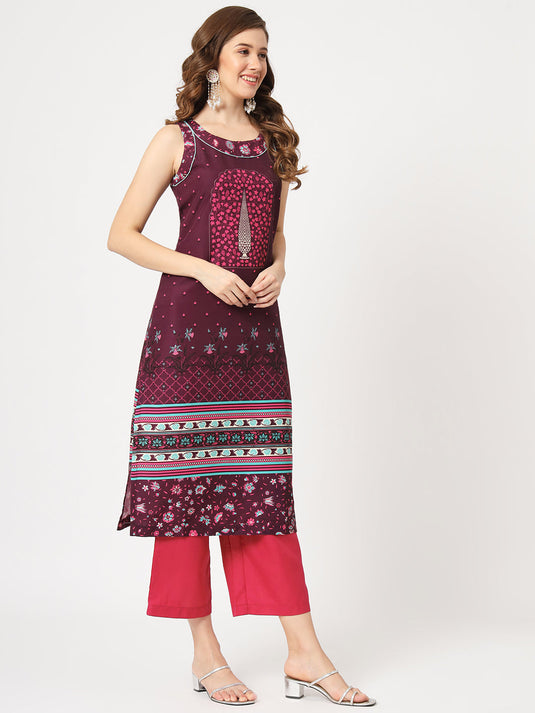 Mughal Printed Sleeveless Kurta