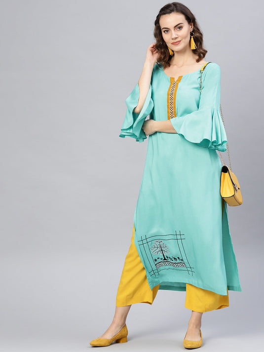 Straight Placket Embroidered Kurta