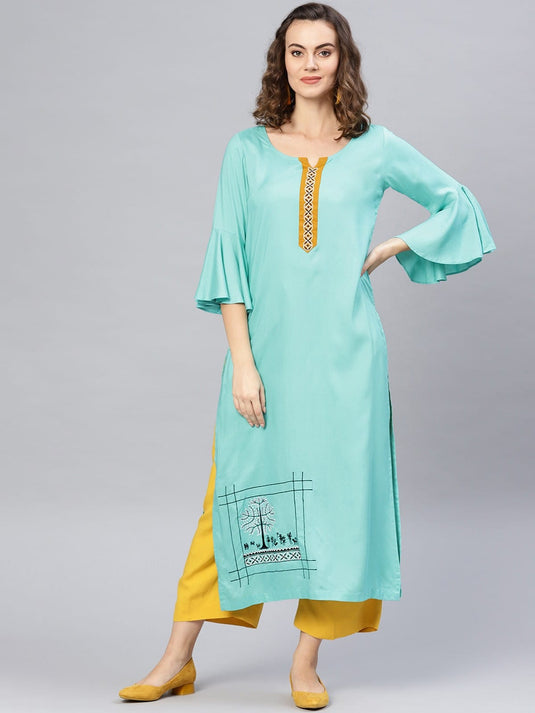 Straight Placket Embroidered Kurta